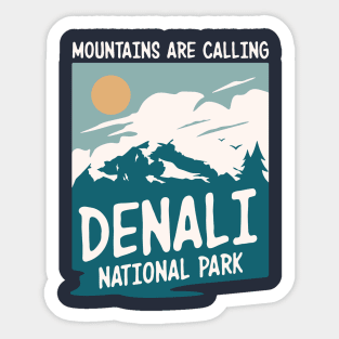 Alaska Denali National Park Retro Vintage Design Sticker